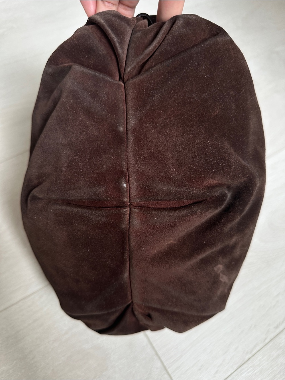 Vtg Salvatore Ferragamo Chocolate Suede & Leather Handbag Shoulder Bag Dome Bag - Picture 16 of 16